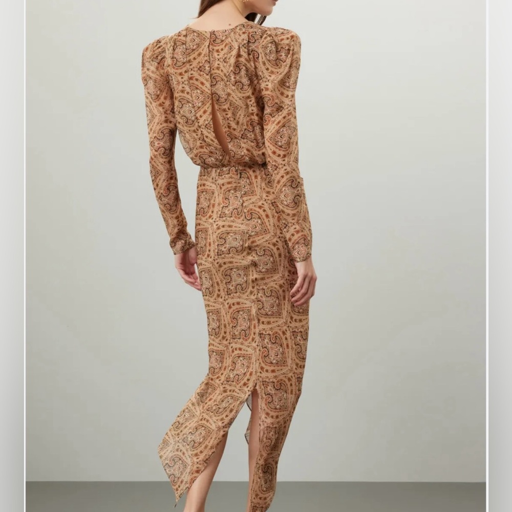 Ronny Kobo Astrid Silk Ruched Paisley Dress NWT - Picture 5 of 9